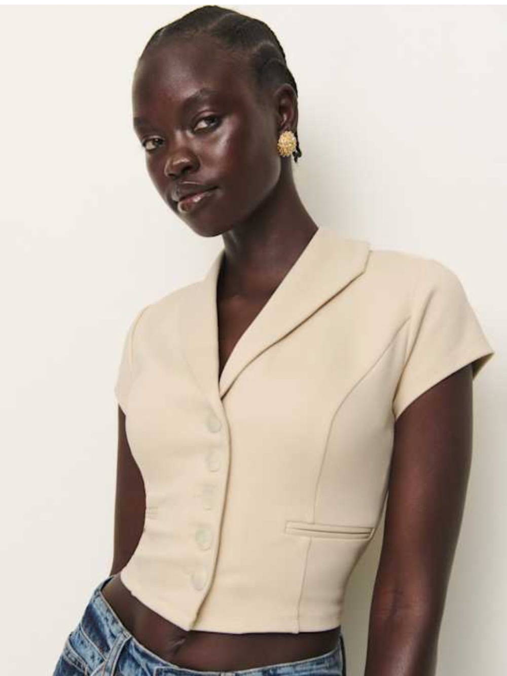 Reformation Marnie Knit Top in ivory